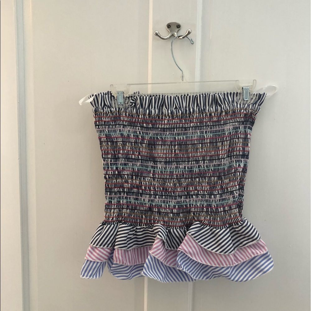 Sear-sucker colorful smocked tube tops